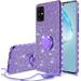 Compatible for Samsung Galaxy S20 Ultra Case SOGA Glitter Diamond Rhinestone TPU Phone Cover with Ring Stand and Lanyard Girls Women Cover (Purple)