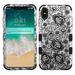 Apple iPhone Xs Max (6.5 in) Phone Case Tuff Hybrid Shockproof Impact Rubber Dual Layer Hard Soft Protective Hard Case Cover Black Four Leaf Flowers Phone Case for Apple iPhone Xs Max