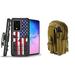 Bemz Armor Samsung Galaxy S20 6.2 inch Case Bundle: Heavy Duty Rugged Holster Combo Protection Cover with 600D Waterproof Nylon Material Storage Pouch - (USA Skull Flag/Khaki)