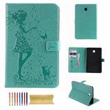 Galaxy Tab A 8.0 2018 Case Dteck Slim Fit Embossed Pattern PU Leather Folio Stand Case with Card Holders Cover for Samsung Galaxy Tab A 8 inch 2018 Release SM-T387 Tablet Green