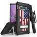 Beyond Cell TriShield Series Phone Case Compatible with Samsung Galaxy S10+ Plus Military Grade Shockproof Protection Case with Belt Clip Holster - USA Skull Flag