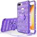 iPhone 7 Plus Case iPhone 8 Plus Case Glitter Cute Phone Case Girls with Kickstand Bling Diamond Rhinestone Bumper Ring Stand Protective iPhone 7 Plus/ 8 Plus Case for Girl Women - Purple Stripe