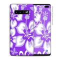 Skin Decal Vinyl Wrap for Samsung Galaxy S10 Plus - decal stickers skins cover - Hibiscus hawaiian flowers Purple