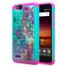 ZTE ZFive G LTE Z557BL / ZTE ZFive C Z558VL / ZTE Avid 4 /ZTE Fanfare 3 / ZTE Blade Vantage / ZTE Tempo X / ZTE Tempo Go Slim Hybrid Crystal Rhinestone Dual Layer Protective Cover - Teal Flower