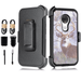 Value Pack for 6.2 Motorola Moto G7 Armor Holster Belt Clip Kickstands Hybrid Shockproof Bumper Screen Protector Dual Layer Raised Bevel Design Enhance Camera Combo Phone Case + [Deer]