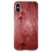 DistinctInk Clear Shockproof Hybrid Case for iPhone XR (6.1 Screen) - TPU Bumper Acrylic Back Tempered Glass Screen Protector - Dark Red Weathered Wood Grain Print - Printed Wood Grain Image