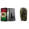Dual Layer Belt Holster Kickstand Case (Vintage Mexico) Bundle with Jungle Camo Carrying EDC MOLLE Waist Bag Holder Pouch Atom Cloth for Samsung Galaxy J7 Sky Pro 4G LTE