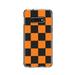 DistinctInk Clear Shockproof Hybrid Case for Samsung Galaxy S10e (5.8 Screen) - TPU Bumper Acrylic Back Tempered Glass Screen Protector - Tennessee Checkerboard - Orange Clear