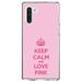 DistinctInk Clear Shockproof Hybrid Case for Samsung Galaxy Note 10 (6.3 Screen) - TPU Bumper Acrylic Back Tempered Glass Screen Protector - Keep Calm and Love Pink