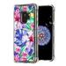 TUFF Series [Quicksand Waterfall] Flowing Liquid Floating Glitter Shockproof Case - (Tropical Hibiscus Watercolor Flowers) and Atom Cloth for Samsung Galaxy S9