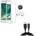 iPhone 8/7/6S/6 - Charger Cord 10ft USB Cable w Tempered Glass Screen Protector - Power Wire Braided Long Sync 5D Touch Curved Edge Full Cover Bubble Free Case Friendly for iPhone 8/7/6S/6