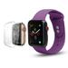 SPYCASE Compatible For Apple Watch Bands 44mm w/Full Body Clear Hard Case Screen Protector Soft Silicone Wristband for iWatch Watch Series SE 6 5 4 - Purple