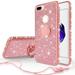 Apple Iphone 8 Plus Case Iphone 7 Plus Case Glitter Cute Phone Case for Girls with Kickstand Bling Diamond Rhinestone Bumper with Ring Stand Thin Soft Sparkly iPhone 7/8 Plus Case (Rose Gold)