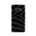 DistinctInk Clear Shockproof Hybrid Case for Samsung Galaxy S10e (5.8 Screen) - TPU Bumper Acrylic Back Tempered Glass Screen Protector - Black & Clear Zebra Stripes