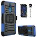 For Straight Talk LG Solo L423DL / AT&T PREPAID LG Xpression Plus 2 (Not fit: LG Xpression Plus)/ LG K40 / K12 Plus / Harmony 3 Shockproof Holster Case Cover Swivel Belt Clip + Tempered Glass (Blue)