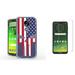 Beyond Cell AquaFlex Designed for Moto G7 Play Full Body Coverage Case with Tempered Glass Screen Protector and Atom Cloth - American Skull USA Flag