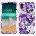 Apple iPhone Xs Max (6.5 in) Phone Case Tuff Hybrid Shockproof Impact Rubber Dual Layer Hard Soft Protective Hard Case Cover Hibiscus Flowers Purple Phone Case for Apple iPhone Xs Max