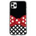 DistinctInk Clear Shockproof Hybrid Case for iPhone 11 Pro MAX (6.5 Screen) - TPU Bumper Acrylic Back Tempered Glass Screen Protector - Black White Polka Dot Red Bow Minnie