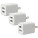 Chargers 2-Port USB Power Adapter [3-Pack] Wall Charger 2.4A Cube Plug Outlet Compatible iPhone 8 / X / 7 / 6S / Plus + Samsung Galaxy Motorola HTC Other Smartphones - White