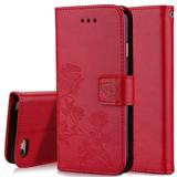 iPhone 6S/ iPhone 6 Case Allytech [Embossed Rose Series] Folding Folio Flip Case with Kickstand Card Holders Magnetic Closure Full Body Protection Cover Shell for iPhone 6S/ iPhone 6 Red