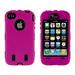 Importer520 Hybrid Body Armor Silicone + Hard Case Cover for Apple iPhone 4 4S (AT&T Verizon Sprint) Hot Pink & Black