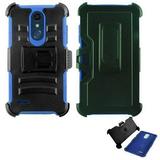 Phone Case for LG Phoenix Plus X410as (AT&T)/ LG K30 / LG Premier Pro 4G LTE L413DL (TracFone Simple Mobile) Combo Holster Cover Kickstand ( Hoslster Blue Edge Case )