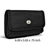 XL Horizontal Rugged Nylon Canvas Carrying Holster Case with Metal Belt Clip & Loop For CAT S60 Devices - (Fits With Otterbox Defender Commuter LifeProof Cover On It)