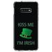 DistinctInk Clear Shockproof Hybrid Case for Samsung Galaxy S10e (5.8 Screen) - TPU Bumper Acrylic Back Tempered Glass Screen Protector - Black Green Kiss Me I m Irish