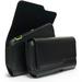 Black Leather Belt Clip Loop Holster Horizontal Cell Phone Pouch For Google Nexus 6P / Nexus 6 Fit with Otterbox Defender Case / Lifeproof Case / Thick Hybrid Armor Case / Battery Back Case On