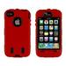 Importer520 Hybrid Body Armor Silicone + Hard Case Cover for Apple iPhone 4 4S (AT&T Verizon Sprint) Red & Black