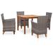 vidaXL Patio Dining Set Outdoor Dining Table and Chairs Rattan and Wood Gray