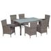 vidaXL 7 Piece Patio Dining Set with Cushions Poly Rattan Gray - 59.1" x 35.4" x 29.5"