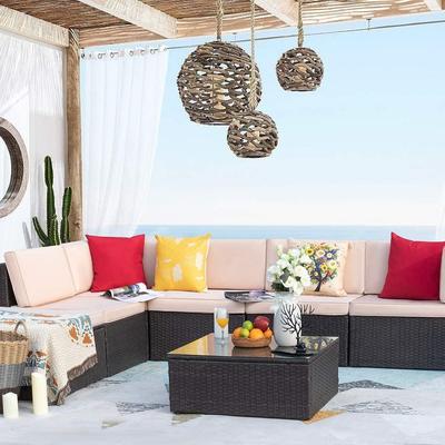 Homall 7 Pieces Patio Furniture Sets All Weather PE Rattan Wicker Sectional Sets Modern Modular Couch Outside Conversation Set