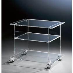 Hochwertiger Acryl-Glas TV-Wagen / TV-Tisch mit 4 verchromten Rollen, klar, 60 x 45 cm, H 51 cm, Acryl-Glas-Stärke 10 mm Image