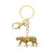 Aqua79 Tiger Keychain - Gold 3D Sparkling Charm Rhinestones Fashionable Stylish Metal Alloy Durable Key Ring Bling Crystal Jewelry Accessory With Clasp For Key Chain, Bag, Purse, Backpack, Handbag