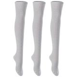 3 Pairs Awesome Women Thigh High Cotton Boot Socks. Durable Knee High Socks, Perfect As Winter & Spring Socks Size 6-9(Dark Grey) T1024