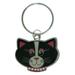 Black & Pink Cat Face with Rhinestone Collar Shaped Split-Ring-Keychain