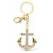Aqua79 Anchor Keychain - Gold 3D Sparkling Charm Rhinestones Fashionable Stylish Metal Alloy Durable Key Ring Bling Crystal Jewelry Accessory with Clasp for Key Chain, Bag, Purse, Backpack, Handbag
