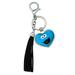 Sesame Street Cookie Monster Face Chrome Plated Metal Heart Leather Tassel Keychain