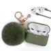 iPhone CAAPR-FURB-MG Furbulous Collection 3 in 1 Thick Silicone TPU Case with Fur Ball Ornament Key Chain & Strap for Airpods Pro - Midnight Green