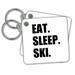 3dRose Eat Sleep Ski - skiing enthusiast passionate skier - sport black text - Key Chains, 2.25 by 2.25-inch, set of 2
