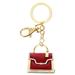 Aqua79 Red Purse Keychain - Gold 3D Sparkling Charm Rhinestones Fashionable Stylish Metal Alloy Durable Key Ring Bling Crystal Jewelry Accessory with Clasp Keychain for Bag, Purse, Backpack & Handbag