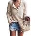 Women's Casual Waffle Knit Tunic Tops Loose Button Up Long Sleeve Henley Shirts