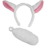 Womens Plush Lamb Ears Headband Tail Accessory Set
