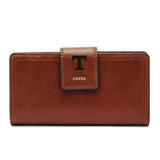 Women's Fossil Brown Tennessee Volunteers Leather Logan RFID Tab Clutch