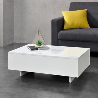 [en.casa] - Couchtisch Vänersborg 85x55x31 cm Weiß Hochglanz en.casa Image