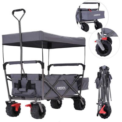 Bollerwagen faltbar mit Dach Handwagen Transportkarre Gerätewagen inkl. 2 Netztaschen und Einer Image