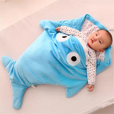 Sac de couchage en forme de requin pour bébé Anti-coup de pied dessin animé nouveau-né en coton