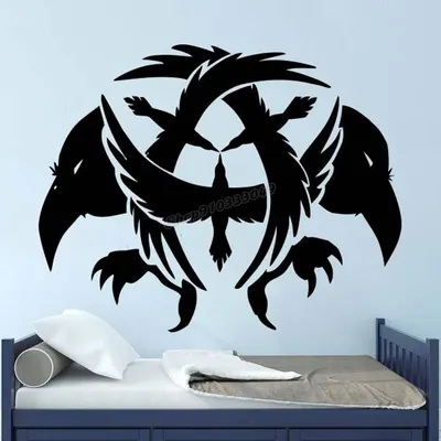 Autocollant mural en vinyle corbeau corbeau ailes d'oiseaux pour la maison chambre à coucher