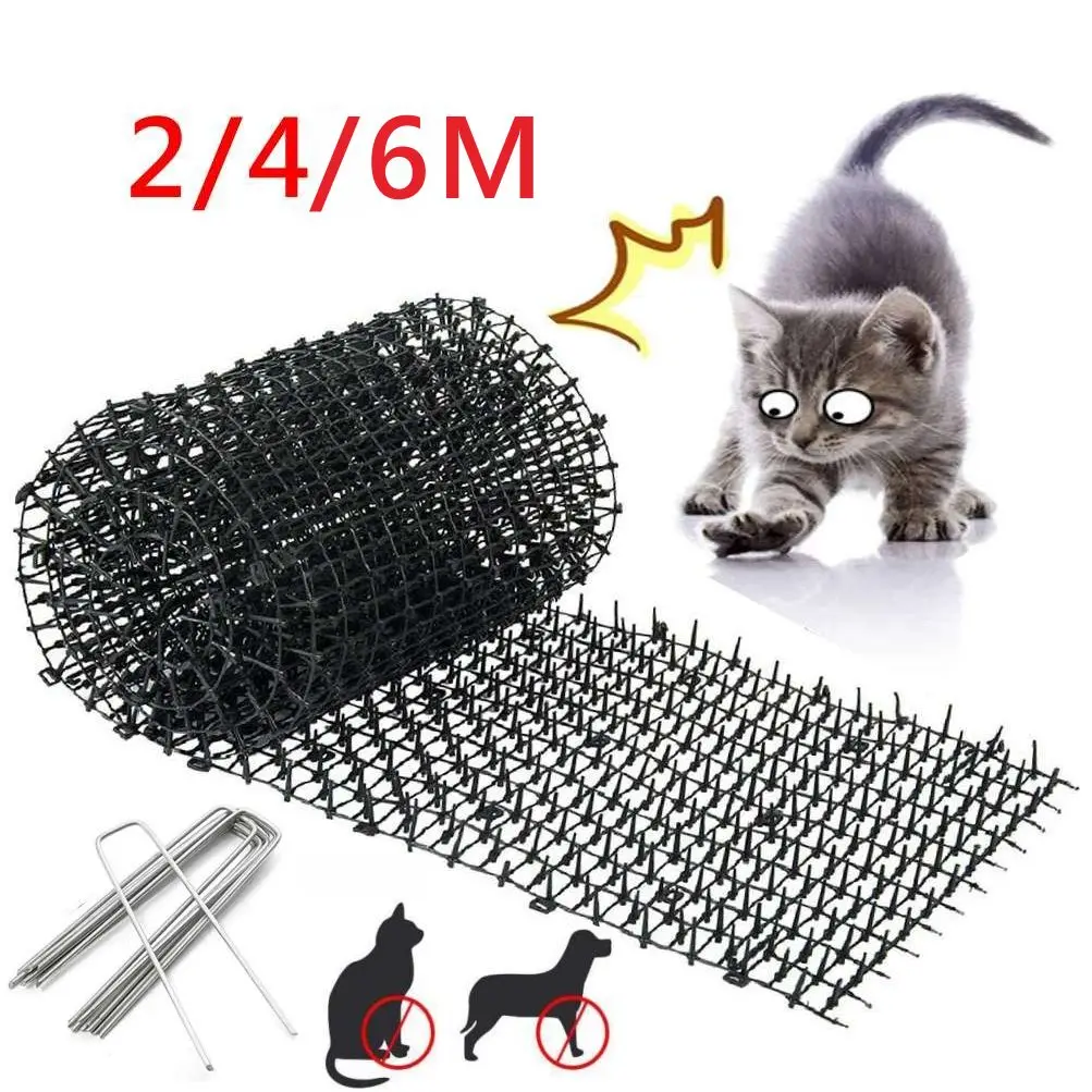 Tapis anti-chats et chiens noir/blanc pour jardin, avec picots dissuasifs, bande anti-crevaison, fournitures de jardin extérieur